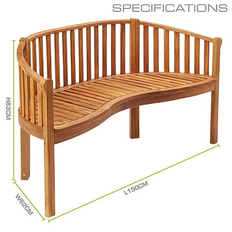 Garden Gear Acacia 3-Person Banana Bench 9 Garden Gear Acacia 3-Person Banana Bench - Image 7
