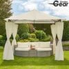Garden Gear 3x3m Metal Gazebo With Cream Roof And Curtains -Plants Sale G4161 1