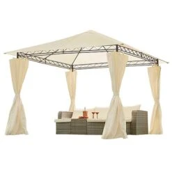Garden Gear 3x3m Metal Gazebo With Cream Roof And Curtains 19 Garden Gear 3x3m Metal Gazebo With Cream Roof And Curtains -Plants Sale G4161 8