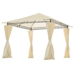 Garden Gear 3x3m Metal Gazebo With Cream Roof And Curtains 20 Garden Gear 3x3m Metal Gazebo With Cream Roof And Curtains -Plants Sale G4161 9