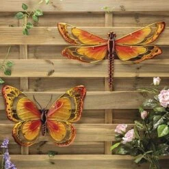 Garden Gear Metal And Glass Dragonfly Wall Art - Yellow 6 Garden Gear Metal And Glass Dragonfly Wall Art - Yellow -Plants Sale G4358 1