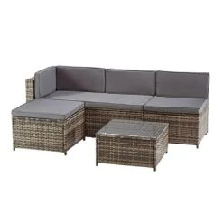 Garden Gear Milan Rattan Lounge Sofa Set - Dark Grey -Plants Sale G4678 MIilan L Shape Rattan Grey CO 1