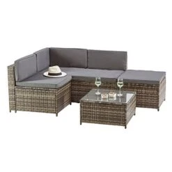 Garden Gear Milan Rattan Lounge Sofa Set - Dark Grey -Plants Sale G4678 MIilan L Shape Rattan Grey CO 3