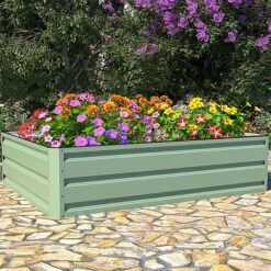 Metal Raised Garden Bed - Light Green -Plants Sale GB F 3