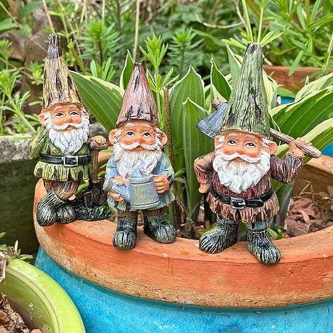 Set Of 3 Traditional Garden Gnome Ornaments 5 Set Of 3 Traditional Garden Gnome Ornaments - Image 3