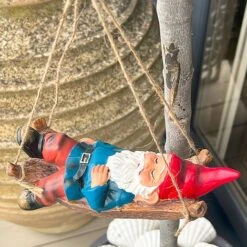 Sleeping Gnome In A Hammock Hanging Garden Ornament 19 Sleeping Gnome In A Hammock Hanging Garden Ornament -Plants Sale GB031 4
