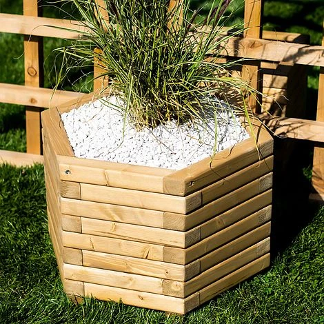 Large 70cm Hexagon Wooden Planter 3 Large 70cm Hexagon Wooden Planter