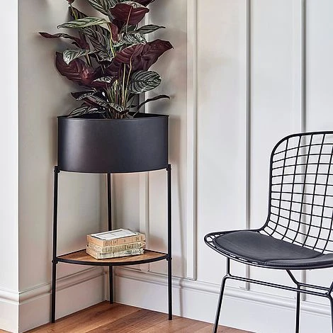 Indoor Kensington Metal Corner Planter Stand In Black H76Cm W30Cm 4 Indoor Kensington Metal Corner Planter Stand In Black H76Cm W30Cm - Image 2