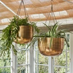 Indoor Mayfair Antique Brass Hanging Planter H21Cm D30Cm -Plants Sale IMABHP30 1