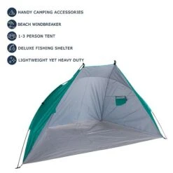 Idooka Outdoors Beach Tent Shelter With Inner Pockets Carrying Pouch UPF 50+ Blue/Green -Plants Sale Key20Features13