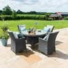 Maze Rattan LA Garden Dining Set Round With Ice Bucket 4 Seat -Plants Sale LA 4 Seat Round Dining Set GREY 2