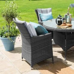 Maze Rattan LA Garden Dining Set Round With Ice Bucket 4 Seat 11 Maze Rattan LA Garden Dining Set Round With Ice Bucket 4 Seat -Plants Sale LA 4 Seat Round Dining Set GREY 2sq