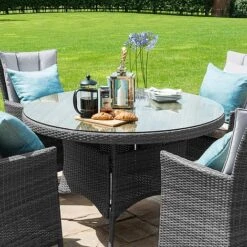 Maze Rattan LA Garden Dining Set Round With Ice Bucket 4 Seat 10 Maze Rattan LA Garden Dining Set Round With Ice Bucket 4 Seat -Plants Sale LA 4 Seat Round Dining Set GREY 2sqqqq