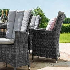 Maze Rattan LA Garden Dining Set Round With Ice Bucket 8 Seat 16 Maze Rattan LA Garden Dining Set Round With Ice Bucket 8 Seat -Plants Sale LA 6 Seat Round Dining Set grey flat weave 11 blue skySQ