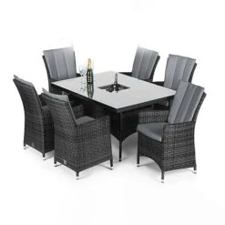 Maze Rattan LA Garden Dining Set Rectangular With Ice Bucket 6 Seat -Plants Sale LA20DINING206204