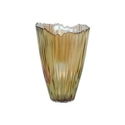 Mocha Rippled Glass Vase H30Cm W20.5Cm