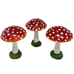 Set Of 3 Red Cap Garden Mushroom Ornaments -Plants Sale NJ1034 4