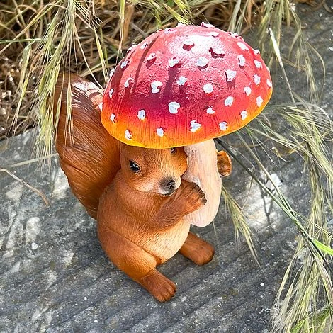 Squirrel With Mushroom Garden Animal Ornament 4 Squirrel With Mushroom Garden Animal Ornament - Image 2