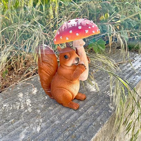 Squirrel With Mushroom Garden Animal Ornament 5 Squirrel With Mushroom Garden Animal Ornament - Image 3