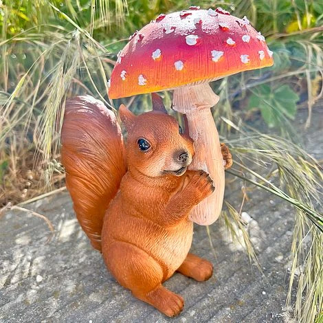 Squirrel With Mushroom Garden Animal Ornament 6 Squirrel With Mushroom Garden Animal Ornament - Image 4