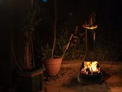 Idooka Garden Chiminea Outdoor Fire Pit Patio Heater Black Metal Log Burner Chimney -Plants Sale Night2