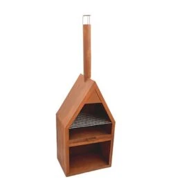 Outdoor Henley Fireplace Rust With Grill Iron H168Cm W61Cm
