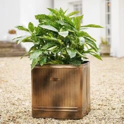 Outdoor Hampton Square Copper Metal Planter H45Cm W44Cm 5 Outdoor Hampton Square Copper Metal Planter H45Cm W44Cm -Plants Sale OHSCMP44 1
