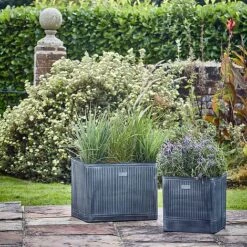 Outdoor Hampton Square Galvanised Metal Planter H45Cm W44Cm -Plants Sale OHSGMP44 1