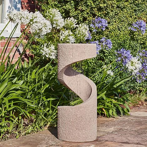 Outdoor Spiral Water Feature Sandstone H82CM W35CM 3 Outdoor Spiral Water Feature Sandstone H82CM W35CM