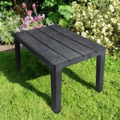 Idooka Faux Wood Garden Coffee Table - Waterproof Patio Side Table For Outdoor Use -Plants Sale On20Grass