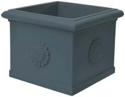 Idra Plastic Festooned Square Planter 40cm - Anthracite