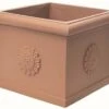 Idra Plastic Festooned Square Planter 45cm - Terra Di Siena -Plants Sale PBIDQ45TS