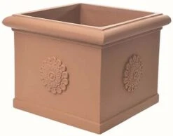 Idra Plastic Festooned Square Planter 45cm - Terra Di Siena