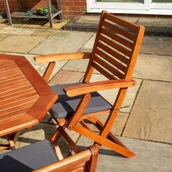 Rowlinson Plumley Hardwood Dining Set 6 Seater Grey Cushions -Plants Sale PLUMGREY6 PlumleyDiningSetGREY 07