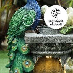 Peacock LED Garden Water Feature -Plants Sale Peacock edit2