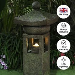 Victorian Pagoda LED Garden Water Feature -Plants Sale Pillar edit