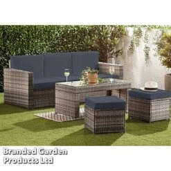 Garden Gear Riviera 5-Seat Rattan Set -Plants Sale RIVI RATTDRKGR S43364