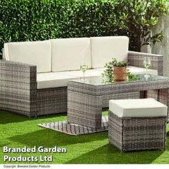 Garden Gear Riviera 5-Seat Rattan Set -Plants Sale RIVI RATTNLGRY B61436