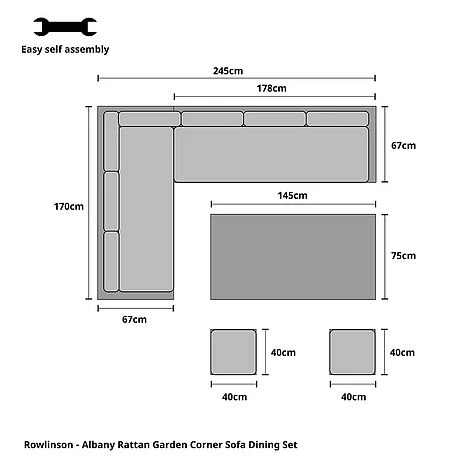 Rowlinson Garden Deluxe Rattan Corner Sofa Dining Set 8 Seat Oatmeal 4 Rowlinson Garden Deluxe Rattan Corner Sofa Dining Set 8 Seat Oatmeal - Image 2