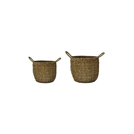 Seagrass Lined Basket Natural Set Of 2 3 Seagrass Lined Basket Natural Set Of 2