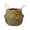 Seagrass Chevron Black Lined Basket Small H25Cm D30Cm -Plants Sale SCBB30