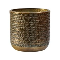 Solis Embossed Planter Gold H25CM D25CM