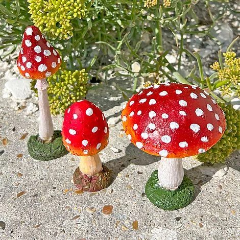 Set 3 Garden Mushroom Ornaments 4 Set 3 Garden Mushroom Ornaments - Image 2