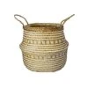 Seagrass Tribal White Lined Basket Medium H30Cm D35Cm -Plants Sale STWB35