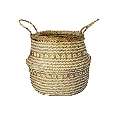 Seagrass Tribal White Lined Basket Medium H30Cm D35Cm 3 Seagrass Tribal White Lined Basket Medium H30Cm D35Cm