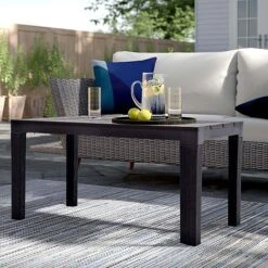 Idooka Faux Wood Garden Coffee Table - Waterproof Patio Side Table For Outdoor Use