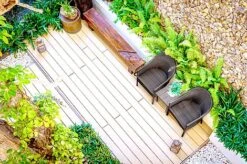 Idooka Faux Wood Garden Coffee Table - Waterproof Patio Side Table For Outdoor Use -Plants Sale SunnyWide