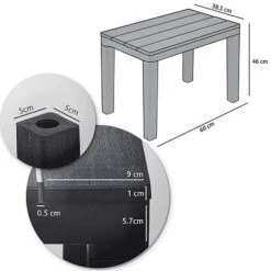 Idooka Faux Wood Garden Coffee Table - Waterproof Patio Side Table For Outdoor Use -Plants Sale TotalDims