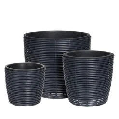 Idooka Black Round Trio Of Plant Pots -Plants Sale VN8000 PLANT POTS.BLACK .Main