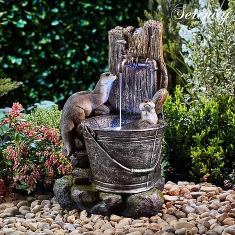 Serenity Playing Otters Water Bucket Water Feature 3 Serenity Playing Otters Water Bucket Water Feature